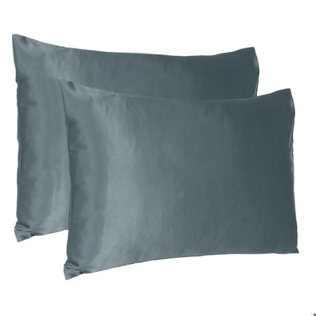 Homeroots 20 x 26 in. Gray Dreamy Silky Satin Standard Size Pillowcases 387861